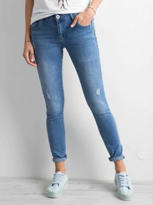 Spodnie jeans jeansowe niebieski casual przetarcia Merg