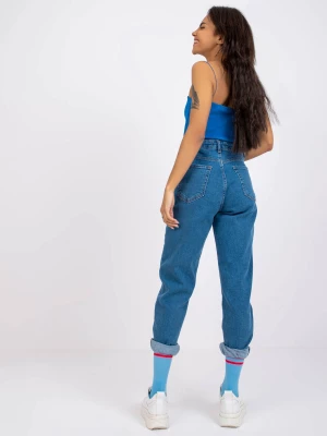 Spodnie jeans jeansowe niebieski mom guziki Merg selection