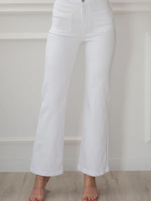 Spodnie jeans wide leg z kieszeniami białe Karro Cocomoda.pl - odzież damska, sukienki, buty, dodatki