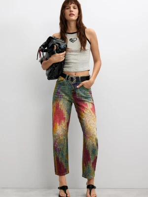 spodnie jeansowe balloon tie dye Desigual niebieski
