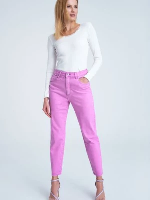 Spodnie jeansowe damskie mom fit różowe Greenpoint