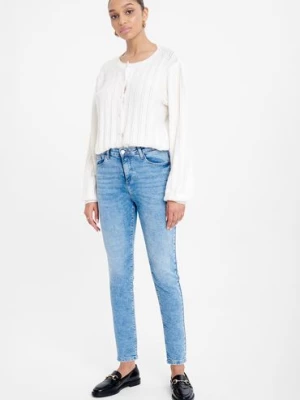 Spodnie jeansowe damskie slim fit 7/8 niebieskie Greenpoint