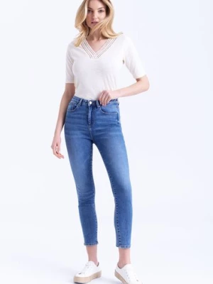 Spodnie jeansowe damskie slim fit niebieskie Greenpoint