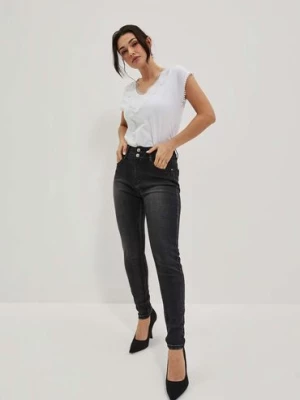Spodnie jeansowe damskie typu rurki grafitowe Moodo
