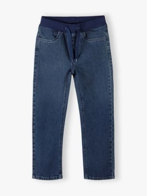 Spodnie jeansowe dla chłopca fason straight leg - niebieskie Lincoln & Sharks by 5.10.15.