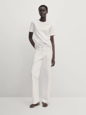 Spodnie Jeansowe Full Length Wide Leg Ze Średnim Stanem - Biały - - Massimo Dutti - Kobieta
