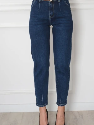 Spodnie jeansowe mom fit z przeszyciem indygo Anger Cocomoda.pl - odzież damska, sukienki, buty, dodatki