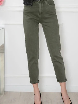 Spodnie jeansowe MOM FIT z saszetką khaki Pini Cocomoda.pl - odzież damska, sukienki, buty, dodatki