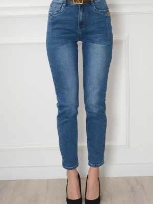 Spodnie jeansowe mom fit z zaszewkami niebieskie Quanty Cocomoda.pl - odzież damska, sukienki, buty, dodatki
