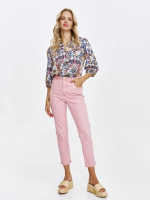Spodnie jeansowe o dopasowanym kroju w kolorze jasnego różu Top Secret