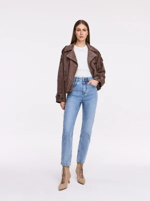 Spodnie jeansowe o kroju mom slim fit Taranko NIEBIESKI