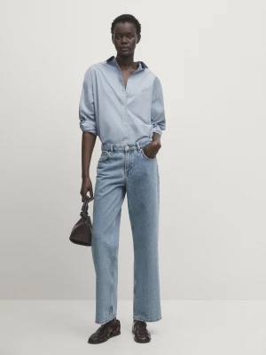 Spodnie Jeansowe O Prostym Kroju, Standardowej Długości I Z Niskim Stanem - Jasnoniebieski - - Massimo Dutti - Kobieta