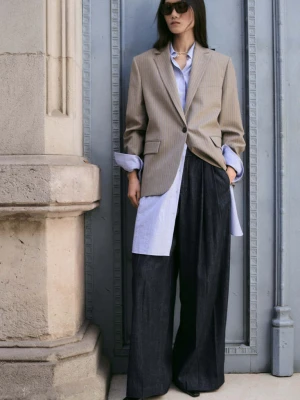 Spodnie jeansowe wide leg szlufkami niebieski - Kobieta - - MANGO