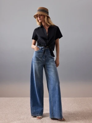 Spodnie jeansowe wide leg z wysokim stanem TARANKO