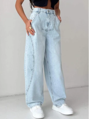 Spodnie jeansy z przeszyciami OZZY - jasny jeans  magmac 