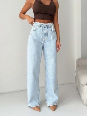 Spodnie jeansy z szerokimi nogawkami LENART - jasny jeans  magmac 