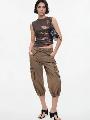 Spodnie jogger kieszenie 100% bawełna Desigual brązowy