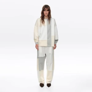 Spodnie jogger patchwork bawełna kość słoniowa BIMBA Y LOLA IVORY