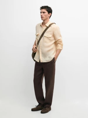 Spodnie Jogger Z Lnu - Brązowy - - Massimo Dutti - Mężczyzna