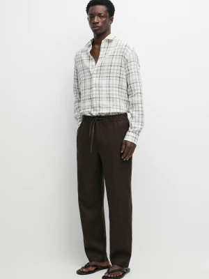 Spodnie Jogger Z Lnu - Brązowy - - Massimo Dutti - Mężczyzna