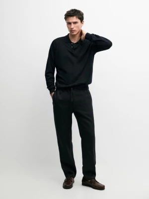 Spodnie Jogger Z Lnu - Czarny - Massimo Dutti - Male