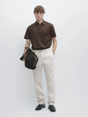 Spodnie Jogger Z Lnu - Piaskowy - - Massimo Dutti - Mężczyzna