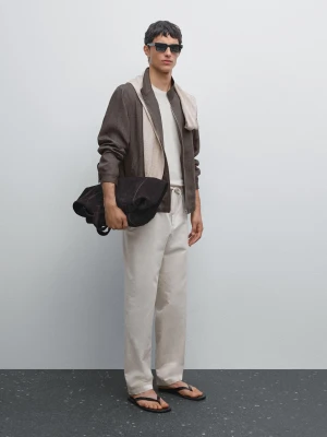 Spodnie Jogger Z Mieszanki Bawełny - Beżowy - - Massimo Dutti - Male