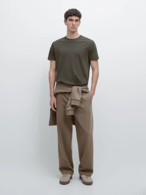 Spodnie Jogger Z Mieszanki Bawełny - Khaki - - Massimo Dutti - Mężczyzna