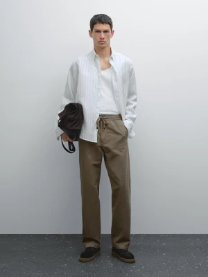 Spodnie Jogger Z Mieszanki Bawełny - Norkowy - - Massimo Dutti - Mężczyzna