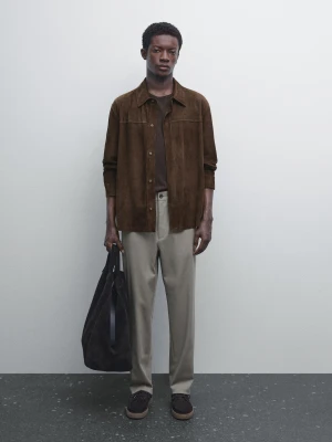 Spodnie Jogger Z Mieszanki Bawełny - Szarobrązowy - - Massimo Dutti - Male