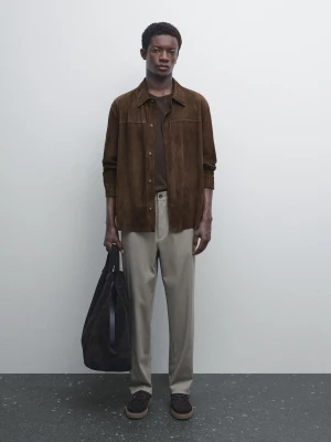 Spodnie Jogger Z Mieszanki Bawełny - Szarobrązowy - - Massimo Dutti - Mężczyzna