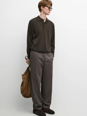 Spodnie Jogger Z Mieszanki Bawełny - Szary - Massimo Dutti - Male