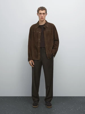 Spodnie Jogger Z Mieszanki Wełny - Brązowy - - Massimo Dutti - Mężczyzna