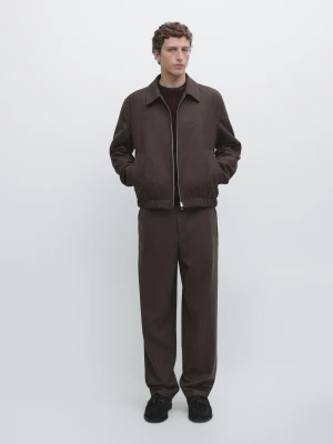 Spodnie Jogger Z Mieszanki Wełny - Brązowy - - Massimo Dutti - Mężczyzna