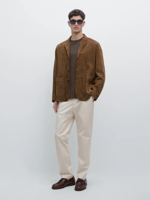 Spodnie Jogger Z Popeliny - Beżowy - - Massimo Dutti - Mężczyzna