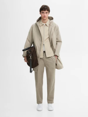 Spodnie Jogger Z Popeliny - Ciemny Khaki - - Massimo Dutti - Mężczyzna