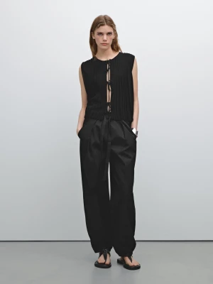 Spodnie Jogger Ze 100% Bawełny - Czarny - - Massimo Dutti - Kobieta