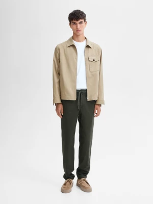 Spodnie Jogger Ze 100% Bawełny - Khaki - - Massimo Dutti - Mężczyzna