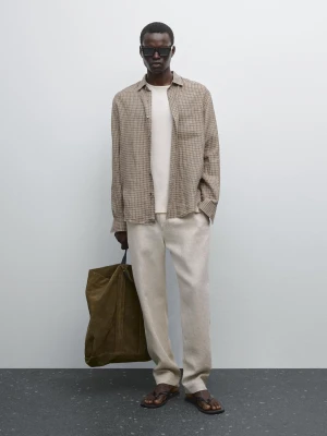 Spodnie Jogger Ze 100% Lnu - Beżowy - - Massimo Dutti - Mężczyzna