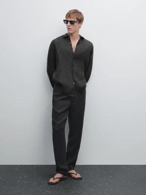 Spodnie Jogger Ze 100% Lnu - Ciemnoszary - - Massimo Dutti - Mężczyzna