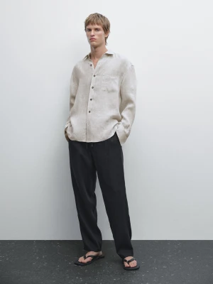 Spodnie Jogger Ze 100% Lnu - Czarny - - Massimo Dutti - Male