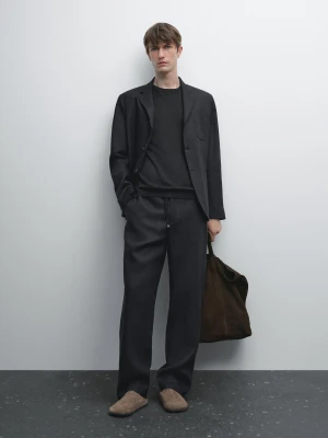 Spodnie Jogger Ze 100% Lnu - Czarny - - Massimo Dutti - Mężczyzna
