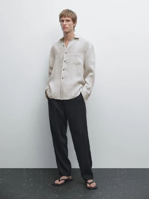 Spodnie Jogger Ze 100% Lnu - Czarny - - Massimo Dutti - Mężczyzna