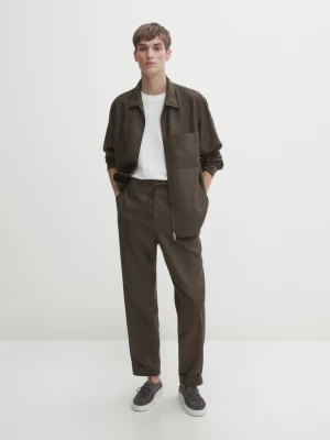 Spodnie Jogger Ze 100% Lnu - Zielony - - Massimo Dutti - Mężczyzna