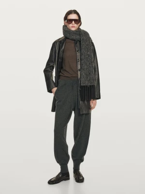 Spodnie Jogger Ze 100% Wełny Z Kieszeniami - Szary Antracytowy - - Massimo Dutti - Kobieta