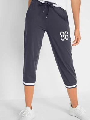 Spodnie joggingowe 3/4 z mieszanki bawełny BonPrix niebieski
