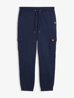 Spodnie joggingowe z kieszeniami cargo z czystej bawełny organicznej BonPrix niebieski