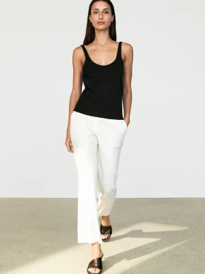Spodnie Kick Flare Z Lnem - Biały - Massimo Dutti - Female