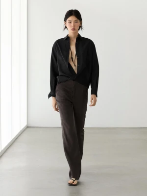 Spodnie Kick Flare Ze 100% Lnu - Fioletowy - - Massimo Dutti - Kobieta