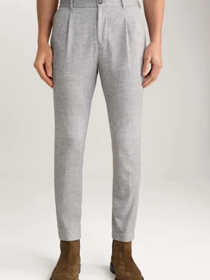 Spodnie Lester z zakładkami w jasnoszarym kolorze z efektem melanżu Joop